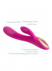 Vibromasseur rabbit rose ergot à picots 10 programmes USB - CR-CAV018