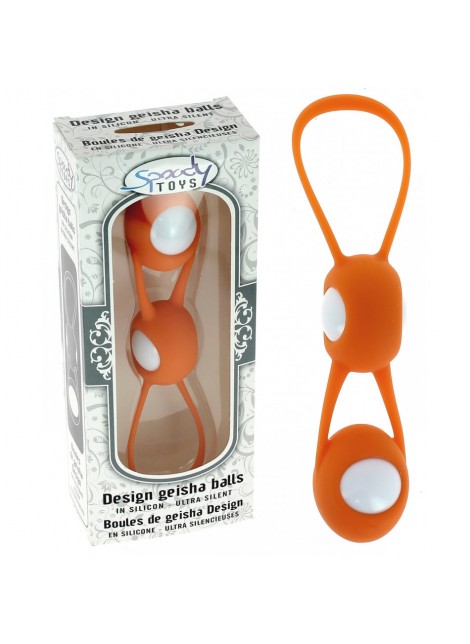 Boules de Geisha Spoody en silicone orange et ABS blanc