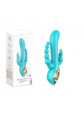 Vibromasseur rabbit bleu avec chapelet vibrant - TOZ-024BLU