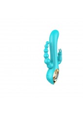 Vibromasseur rabbit bleu avec chapelet vibrant - TOZ-024BLU
