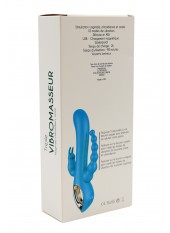 Vibromasseur rabbit bleu avec chapelet vibrant - TOZ-024BLU