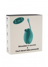 2en1 Stimulateur clitoridien à picots par aspiration avec son œuf vibrant à distance turquoise - 0-B0009TUR