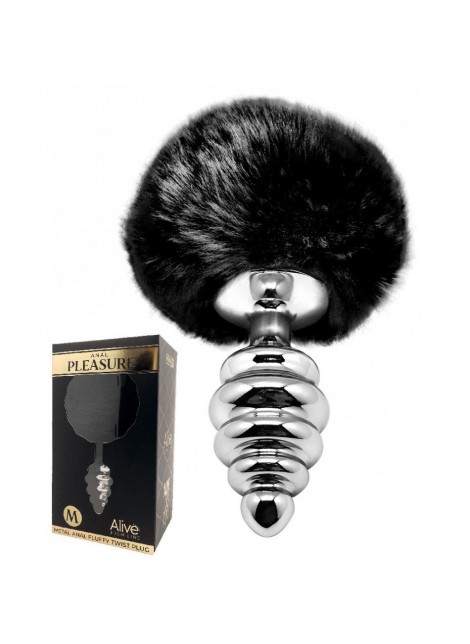 Plug en Métal Medium avec Pompon Noir