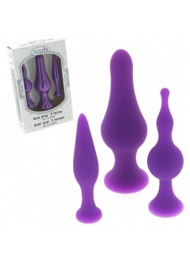 Coffret 3 godes a ventouse en silicone pourpre